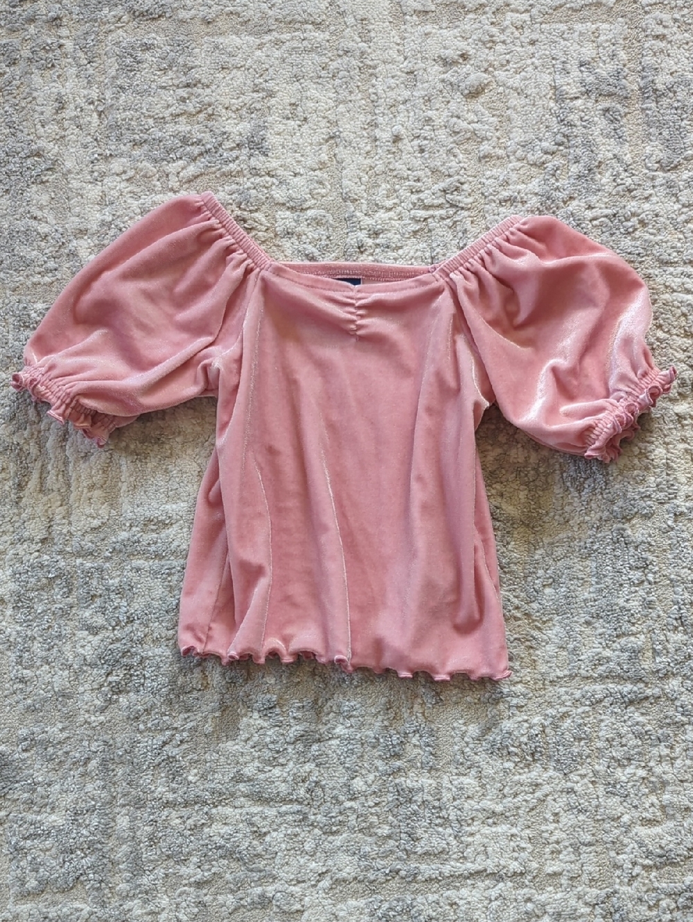 Old Navy Pink Velvet Puff-Sleeve Off-Shoulder Top Size 3T